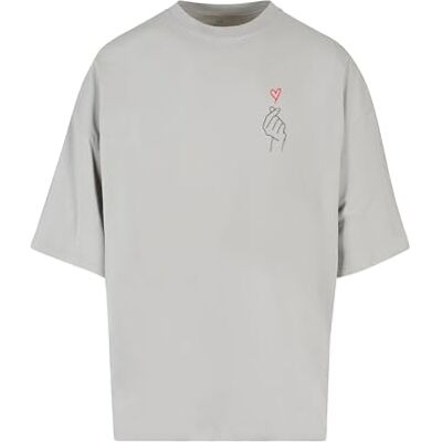 MERCHCODE T-shirt för män, K Heart Huge Tee, överdimensionerad passform, bomull 100 percent, 5XL, Lightasfal, 5XL MERCHCODE T-shirt för män, K Heart Huge Tee, överdimensionerad passform, bomull 100 percent, 5XL, Lightasfal, 5XL