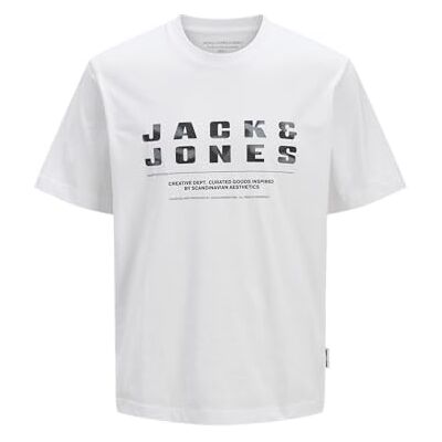 JACK & JONES Jcorecharge Front varumärke Tee Crew Neck, Ljus vit, S JACK & JONES Jcorecharge Front varumärke Tee Crew Neck, Ljus vit, S