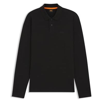 Boss Petempestolong pikétröja för män i bomullsblandning, Svart, 3XL Boss Petempestolong pikétröja för män i bomullsblandning, Svart, 3XL