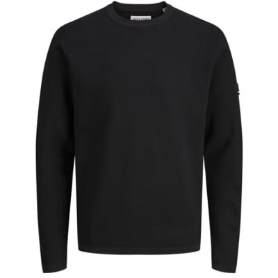 JACK & JONES Jcostance Knit Badge Crew Neck, svart, L JACK & JONES Jcostance Knit Badge Crew Neck, svart, L