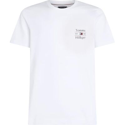 Tommy Hilfiger herr HILFIGER STACK TEE MW0MW38622 S/S t-shirt, vit, S, Vit (vit), S Tommy Hilfiger herr HILFIGER STACK TEE MW0MW38622 S/S t-shirt, vit, S, Vit (vit), S