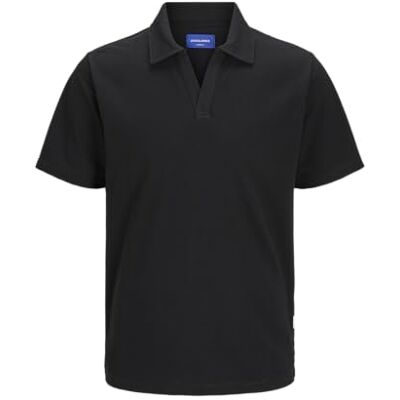 JACK & JONES Joralmeria Texture Polo Ss, svart, XS JACK & JONES Joralmeria Texture Polo Ss, svart, XS