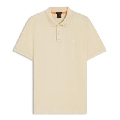 Boss Herr passagerare slim-fit stretch-bomull pikétröja med logotyplapp, Öppen gul 767, XXL Boss Herr passagerare slim-fit stretch-bomull pikétröja med logotyplapp, Öppen gul 767, XXL