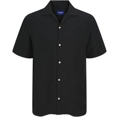 JACK & JONES Jorcabana Varenna Slub Shirt Ss, svart, L JACK & JONES Jorcabana Varenna Slub Shirt Ss, svart, L