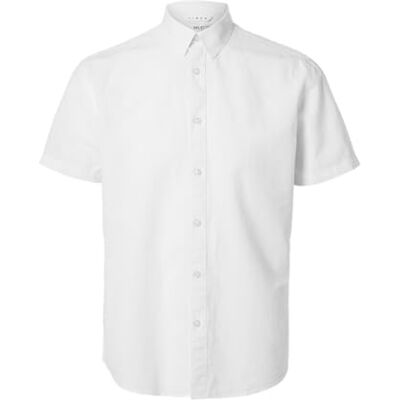 SELECTED HOMME Slhreg-New Linen Shirt Ss Noos, Vit, XL SELECTED HOMME Slhreg-New Linen Shirt Ss Noos, Vit, XL