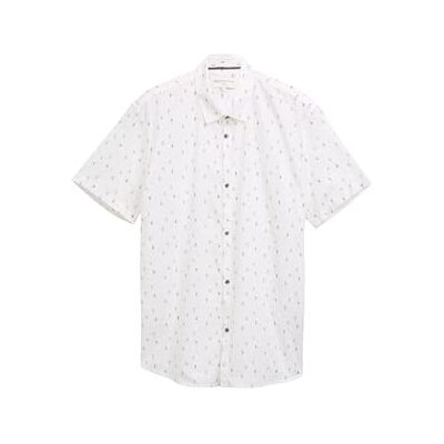 TOM TAILOR Denim herrskjorta, 38028 – vit ros grå linjer tryck, L TOM TAILOR Denim herrskjorta, 38028 – vit ros grå linjer tryck, L