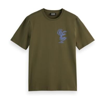 Scotch & Soda mäns främre vänster bröst konstverk T-shirt, Klassisk grön, S Scotch & Soda mäns främre vänster bröst konstverk T-shirt, Klassisk grön, S