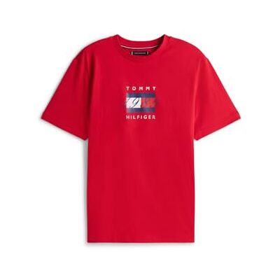 Tommy Hilfiger herr linjär flagga grafisk T-tröja MW0MW41338 S/S t-shirt, röd, S, Röd (medium röd), S Tommy Hilfiger herr linjär flagga grafisk T-tröja MW0MW41338 S/S t-shirt, röd, S, Röd (medium röd), S