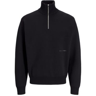 JACK & JONES JACK&JONES JORVESTERBRO stickad halv dragkedja, svart, M JACK & JONES JACK&JONES JORVESTERBRO stickad halv dragkedja, svart, M
