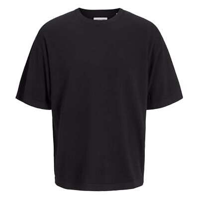 JACK & JONES JACK&JONES JJEEMIL Knit Tee SS SN, svart, XL JACK & JONES JACK&JONES JJEEMIL Knit Tee SS SN, svart, XL