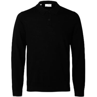SELECTED HOMME SELETED HOMME SLHTRAY LS KNIT MERINO POLO NOOS, svart, S SELECTED HOMME SELETED HOMME SLHTRAY LS KNIT MERINO POLO NOOS, svart, S