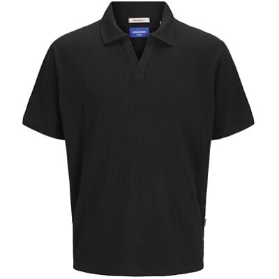 JACK & JONES Joracapulco Texture Polo Ss, svart, L JACK & JONES Joracapulco Texture Polo Ss, svart, L