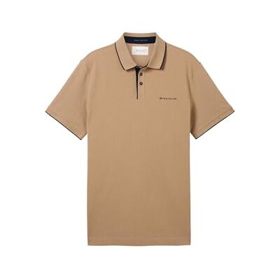 TOM TAILOR Basic Piqué pikétröja för män med logotyptryck, 31089 – Hazel Brown Melange, M TOM TAILOR Basic Piqué pikétröja för män med logotyptryck, 31089 – Hazel Brown Melange, M