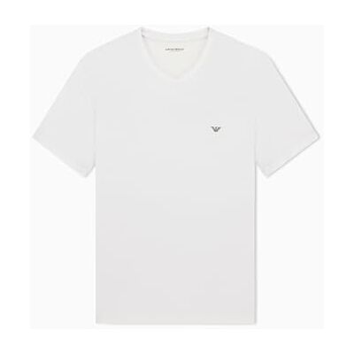 Giorgio Armani mjuk modal v-ringad t-shirt vit S anpassad passform, Vitt, S Giorgio Armani mjuk modal v-ringad t-shirt vit S anpassad passform, Vitt, S