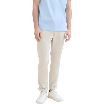TOM TAILOR herr slim fit chinos byxor stretch piké med bälte, 35673 – ljus beige melerad, 30W / 34L TOM TAILOR herr slim fit chinos byxor stretch piké med bälte, 35673 – ljus beige melerad, 30W / 34L
