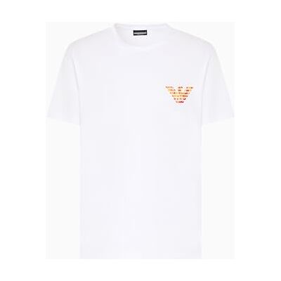 Giorgio Armani man tryckt ur vatten rund hals t-shirt vit L, Vitt tryck örn, L Giorgio Armani man tryckt ur vatten rund hals t-shirt vit L, Vitt tryck örn, L