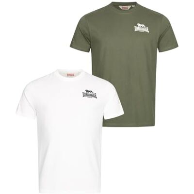 Lonsdale T-shirt för män, normal passform, dubbelpack BLAIRMORE, Grön/vit, 3XL Lonsdale T-shirt för män, normal passform, dubbelpack BLAIRMORE, Grön/vit, 3XL
