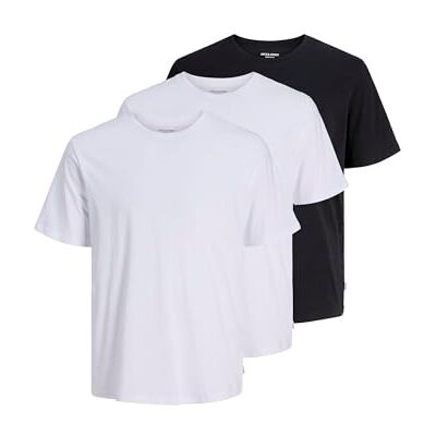 JACK & JONES män organisk basic O-krage lätt rund hals 3-pack t-shirt, Svart/förpackning: 2 vit 1 svart, XXL JACK & JONES män organisk basic O-krage lätt rund hals 3-pack t-shirt, Svart/förpackning: 2 vit 1 svart, XXL