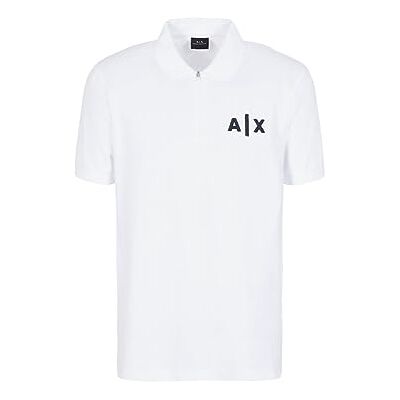 Giorgio Armani Men's Regular Cotton Pique Classic AX Logo Zip Polo, White, S Giorgio Armani Men's Regular Cotton Pique Classic AX Logo Zip Polo, White, S