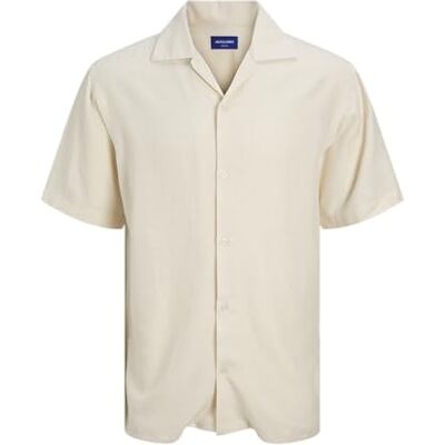 JACK & JONES Jorcabana Varenna Slub Shirt Ss, Antik vit, M JACK & JONES Jorcabana Varenna Slub Shirt Ss, Antik vit, M