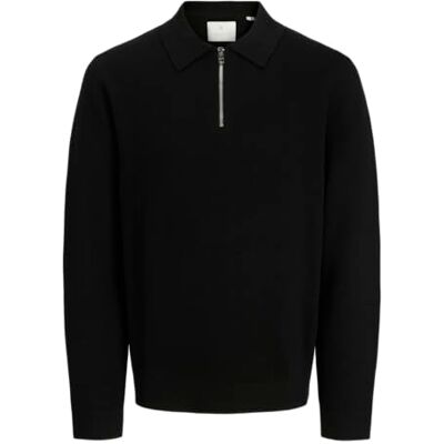 JACK & JONES Jprccmilano stitch stickad dragkedja polo Sn, svart, S JACK & JONES Jprccmilano stitch stickad dragkedja polo Sn, svart, S