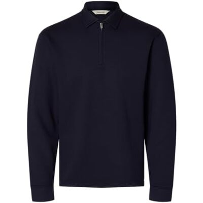 SELECTED MEN SELECTED Män Slhemanuel Soft Polo Zip Sweat Noos, Sky Captain, XXL SELECTED MEN SELECTED Män Slhemanuel Soft Polo Zip Sweat Noos, Sky Captain, XXL