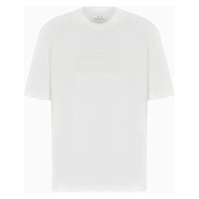 Giorgio Armani herr Black Edition, nylon logo patch T-shirt, Vit, M Giorgio Armani herr Black Edition, nylon logo patch T-shirt, Vit, M