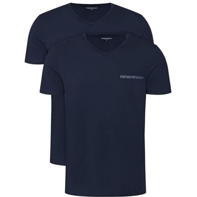 Giorgio Armani mäns CORE logotypband 2-pack v-ringad t-shirt blå XXL normal passform, BLÅ, XXL Giorgio Armani mäns CORE logotypband 2-pack v-ringad t-shirt blå XXL normal passform, BLÅ, XXL