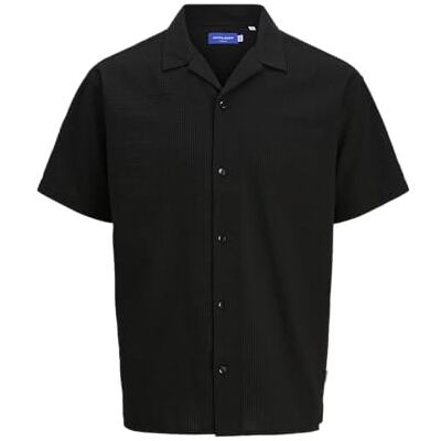 JACK & JONES Jorluke Seersucker Resort Shirt Ss, svart, L JACK & JONES Jorluke Seersucker Resort Shirt Ss, svart, L