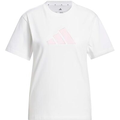 adidas Kobiety TEXTURED GINGHAM BIG LOGO GRAPHIC T-SHIRT, white, L adidas Kobiety TEXTURED GINGHAM BIG LOGO GRAPHIC T-SHIRT, white, L