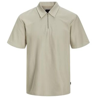 JACK & JONES Jprblaandrew Ss Zip Polo, Silverfoder, L JACK & JONES Jprblaandrew Ss Zip Polo, Silverfoder, L
