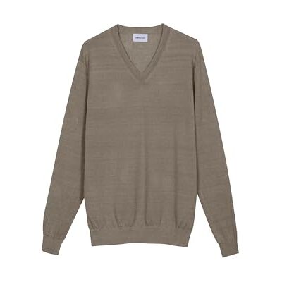 Diana Studio 100% linne, herr, långärmad skjorta med V-ringning, Beige, L Diana Studio 100% linne, herr, långärmad skjorta med V-ringning, Beige, L