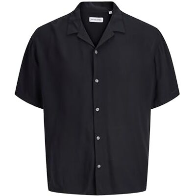 JACK & JONES Jjejeff Resort Solid Shirt Ss Sn, svart, M JACK & JONES Jjejeff Resort Solid Shirt Ss Sn, svart, M