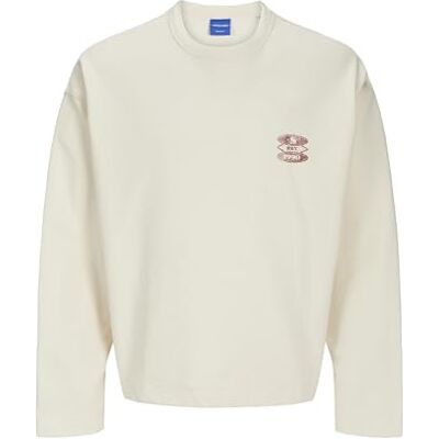 JACK & JONES Jorretiro Back Sweat Crew Neck Se25, ecru, L JACK & JONES Jorretiro Back Sweat Crew Neck Se25, ecru, L