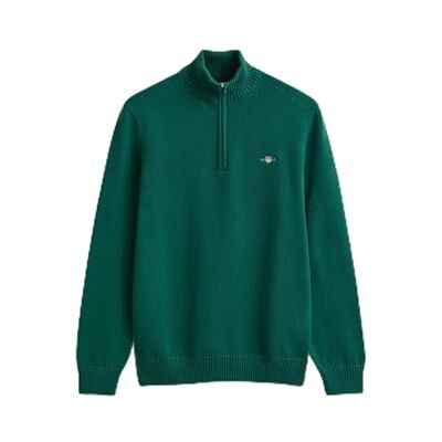 GANT Casual bomull halv dragkedja, Djup skogsgrön, L GANT Casual bomull halv dragkedja, Djup skogsgrön, L