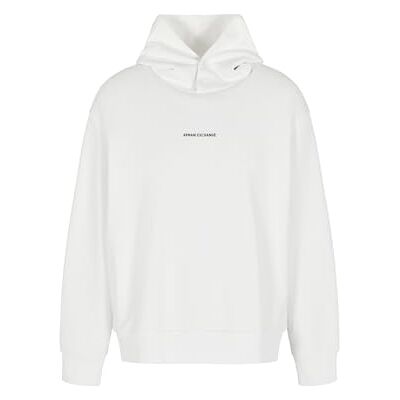 Giorgio Armani herr liten front och rygg bomull fransk terry sweatshirt med huva, Vit, XL Giorgio Armani herr liten front och rygg bomull fransk terry sweatshirt med huva, Vit, XL