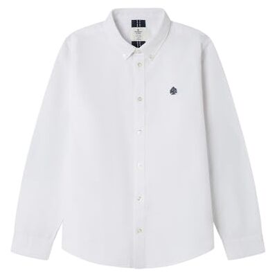 Springfield LS Oxford Brushed Shirt med armbågskuddar, vit, 11-12 för pojkar Springfield LS Oxford Brushed Shirt med armbågskuddar, vit, 11-12 för pojkar