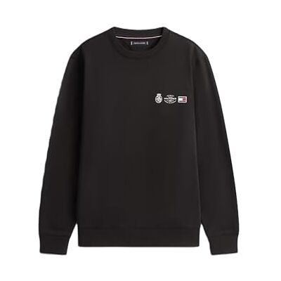 Tommy Hilfiger herr liten vapen outline crew neck MW0MW40863 pullover tröja, svart, S, svart (svart), S Tommy Hilfiger herr liten vapen outline crew neck MW0MW40863 pullover tröja, svart, S, svart (svart), S
