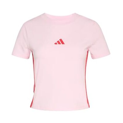 adidas Kobiety ESSENTIALS 3 STRIPES SLIM BABY T-SHIRT, clear pink/pure ruby, XXS adidas Kobiety ESSENTIALS 3 STRIPES SLIM BABY T-SHIRT, clear pink/pure ruby, XXS