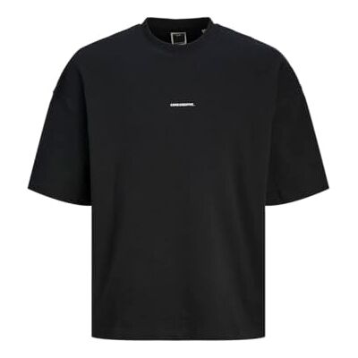 JACK & JONES Jcoinfinity Print Back Sweat Ss, svart, XS JACK & JONES Jcoinfinity Print Back Sweat Ss, svart, XS