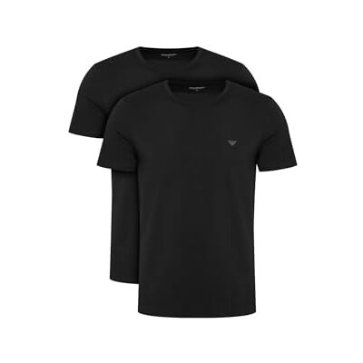 Giorgio Armani Mäns uthållighet 2-pack rund hals t-shirt svart S Giorgio Armani Mäns uthållighet 2-pack rund hals t-shirt svart S