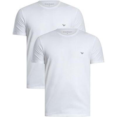 Giorgio Armani mäns Core logotypband 2-pack rund hals t-shirt, vit, S, normal, Vit/vit, S Giorgio Armani mäns Core logotypband 2-pack rund hals t-shirt, vit, S, normal, Vit/vit, S