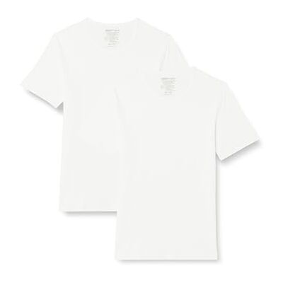 Dim T-shirt för män med termoregulator i bomull rund hals sport x2, Vitt och blått, M Dim T-shirt för män med termoregulator i bomull rund hals sport x2, Vitt och blått, M