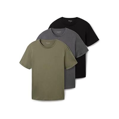 TOM TAILOR Herr 1042374 Basic T-shirt av bomull i tripple-pack, 29999 Svart, M TOM TAILOR Herr 1042374 Basic T-shirt av bomull i tripple-pack, 29999 Svart, M