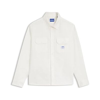 HUGO Ekynone bomull twill skjorta herr med logotyp etikett, Open White121, XXL HUGO Ekynone bomull twill skjorta herr med logotyp etikett, Open White121, XXL