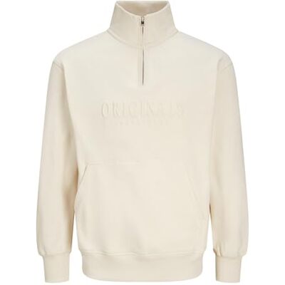 JACK & JONES Jorfrederiksberg sweat quarter zip sn sweatshirt, Antik vit, S JACK & JONES Jorfrederiksberg sweat quarter zip sn sweatshirt, Antik vit, S