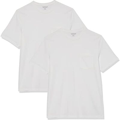Amazon Essentials herr normal passform kortärmad rund hals ficka t-shirt, paket med 2, vit, XX-Large Amazon Essentials herr normal passform kortärmad rund hals ficka t-shirt, paket med 2, vit, XX-Large