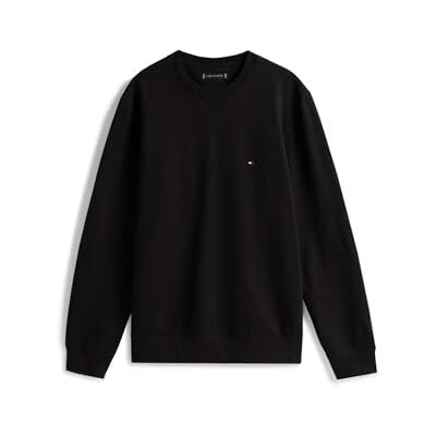 Tommy Hilfiger herr ESSENTIAL FLEECE CREWNECK MW0MW37232, Pullover sweatshirt, svart, L, svart (svart), L Tommy Hilfiger herr ESSENTIAL FLEECE CREWNECK MW0MW37232, Pullover sweatshirt, svart, L, svart (svart), L