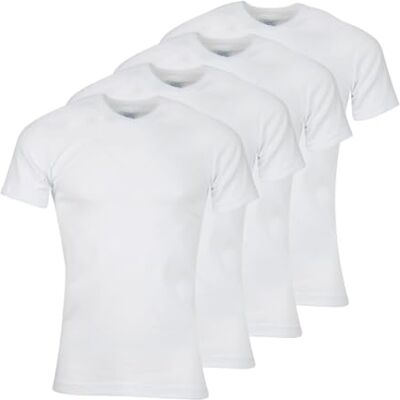 Athena T-shirts för herr med V-ringning ekologisk bomull 8A69 enfärgad (set med 4), Vitt och blått, S Athena T-shirts för herr med V-ringning ekologisk bomull 8A69 enfärgad (set med 4), Vitt och blått, S