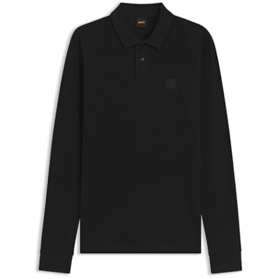 Boss Passerby stretch-bomull slim-fit pikétröja för män med logotyplapp, Black001, XS Boss Passerby stretch-bomull slim-fit pikétröja för män med logotyplapp, Black001, XS